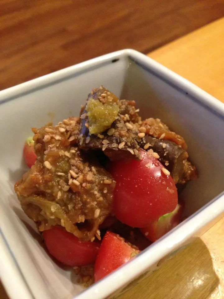 自家製茄子とミニトマトの酢味噌和え|あきらさん