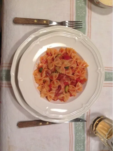 Pasta zucchine, pancetta, pomodoro|giacomo liさん