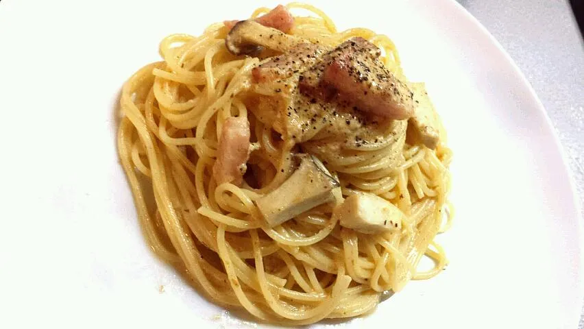 茅乃舎だし入り★豆乳和風カルボナーラ♪|ひろすけさん