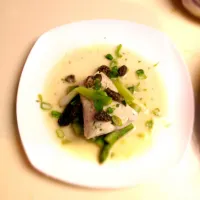 Walleye with ramps and morels in beurre fondue|Collin Shapiroさん