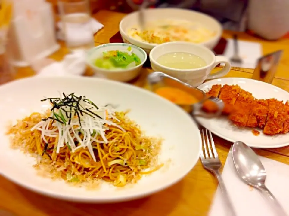 夢二の釜山パスタとチキンカツセット＞＞^^|水嵐さん