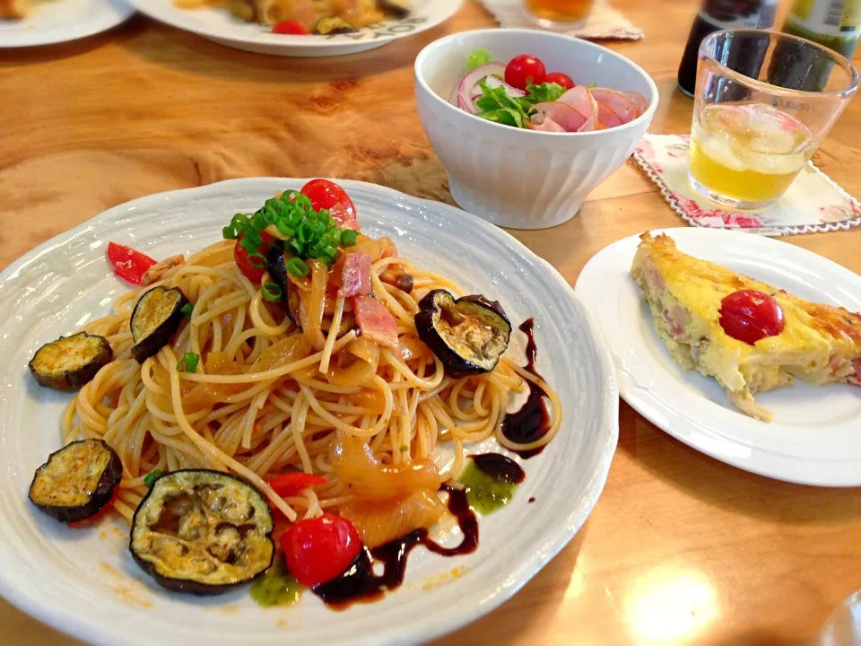 茄子とトマトの冷製パスタ|たまさん