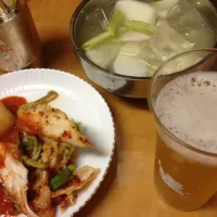 Snapdishの料理写真:鶴橋でキムチと水キムチ&ビール🍺|kazumiさん