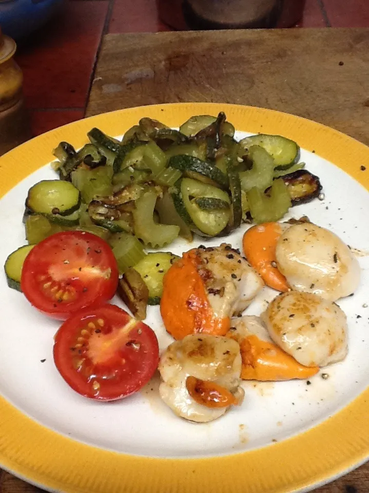 Hastings Scallops with braised courgette and celery|Alan (Fred) Pipesさん