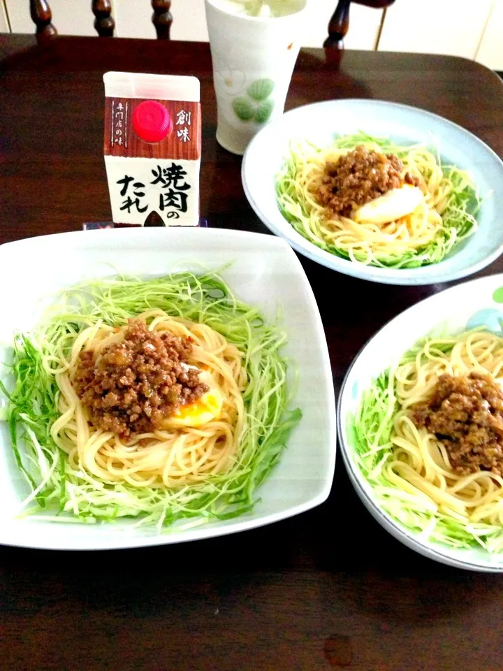 焼き肉のタレでジャージャー麺風冷製パスタ♡|さくたえさん