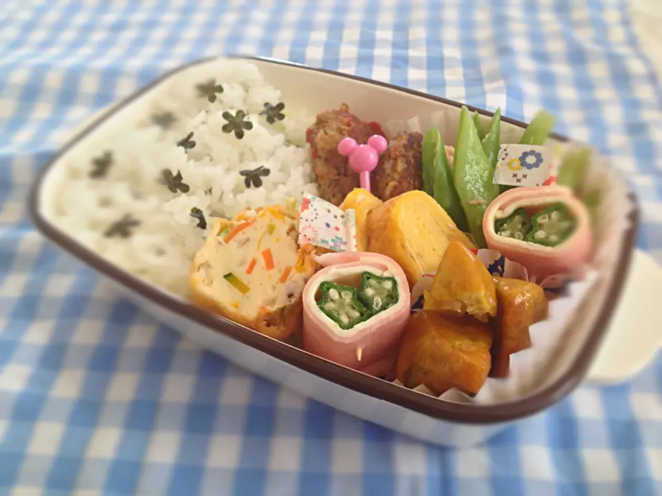 7月21日  ハンバーグとささげとシーチキンの炒め物のお弁当|かとっちみゆさん