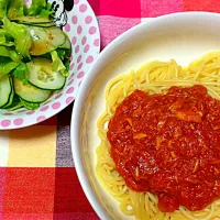 Snapdishの料理写真:ツナトマトスパゲティ|綾乃さん