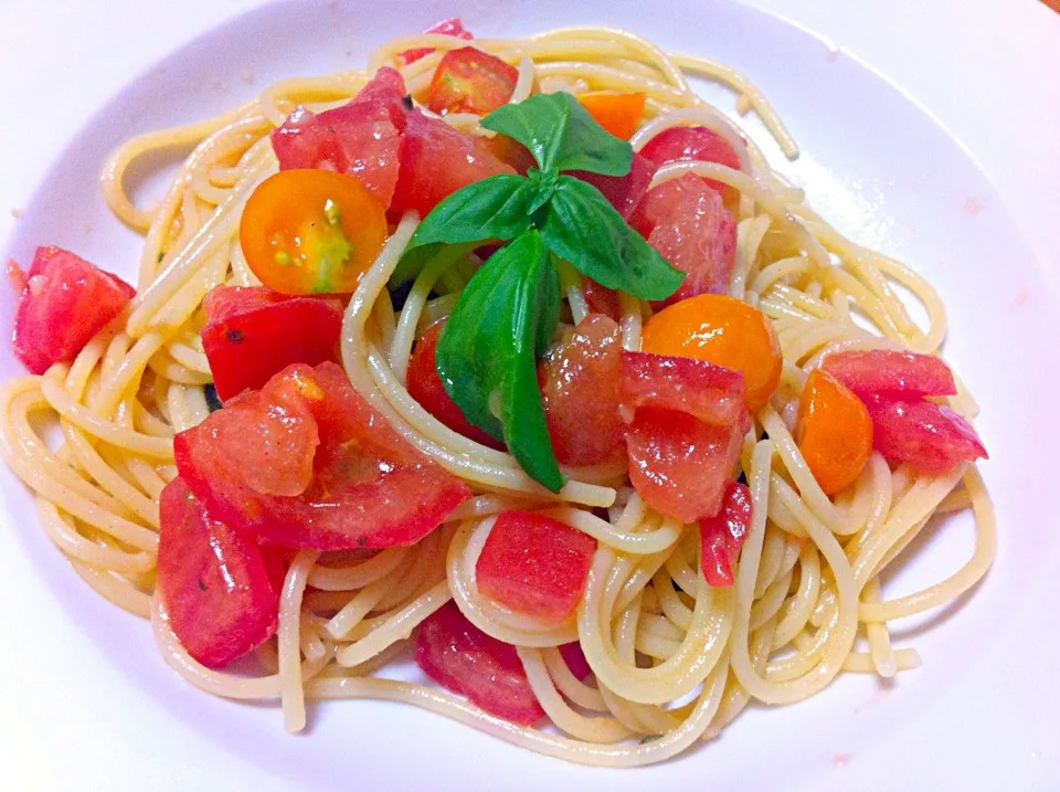 Cold fresh tomao&basil pasta.|Masakiさん