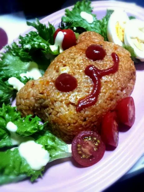 Snapdishの料理写真:くまちゃんのチキンライス(*￣(ｴ)￣*)|森のくまちゃんさん