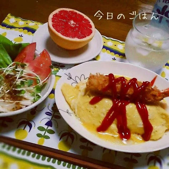 晩御飯！(オムライス＆山芋サラダ)|シェリリンさん