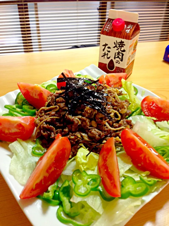 焼肉のタレが当たったので焼肉サラダ❤|あいさん