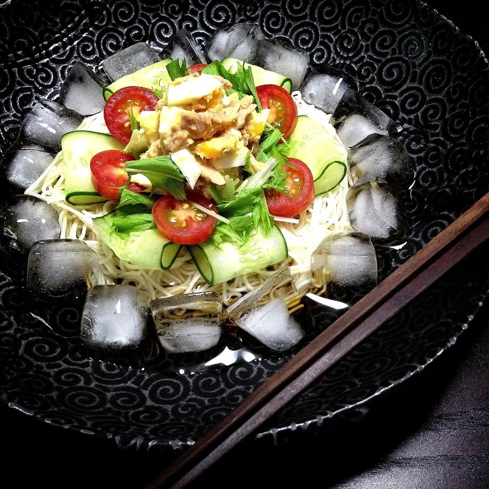 Ice salad thin wheat noodles|nori.co.jpさん