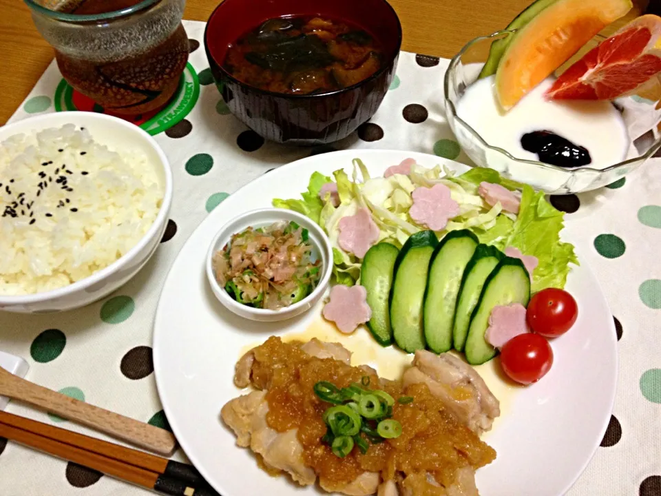 鶏肉のみぞれ煮メインの晩ご飯|miyamegu**さん