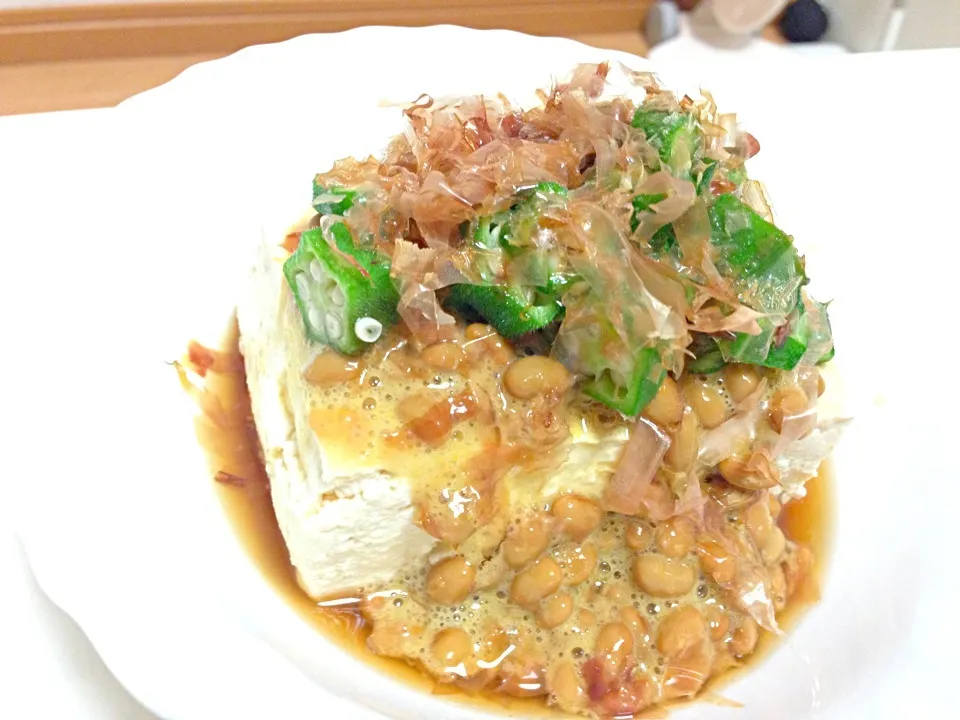 冷奴  オクラ納豆がけ|mameさん