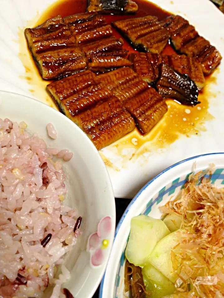 鰻の蒲焼き 瓜の漬物オカカ添え|掛谷節子さん