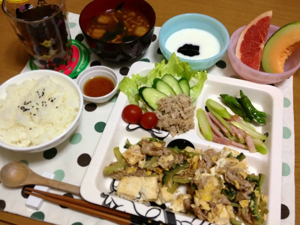 ゴーヤチャンプルーメインの晩ご飯|miyamegu**さん