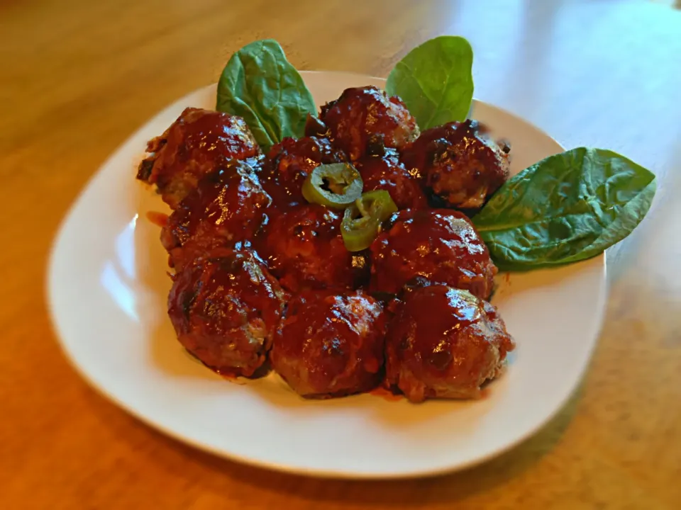 Snapdishの料理写真:Uncle Gary's Gourmet Candied Jalapeño BBQ turkey Meatballs|Gary Langerさん