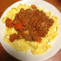 Snapdishの料理写真:Handmade pasta w/ bolognese sauce|Emi Chiba-Smithさん