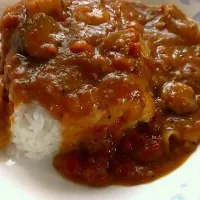 お父さんのトマトでトマトソース作ってその後、パスタソースへその後カレー粉でシーフードトマトカレーるーぷ|sawaさん