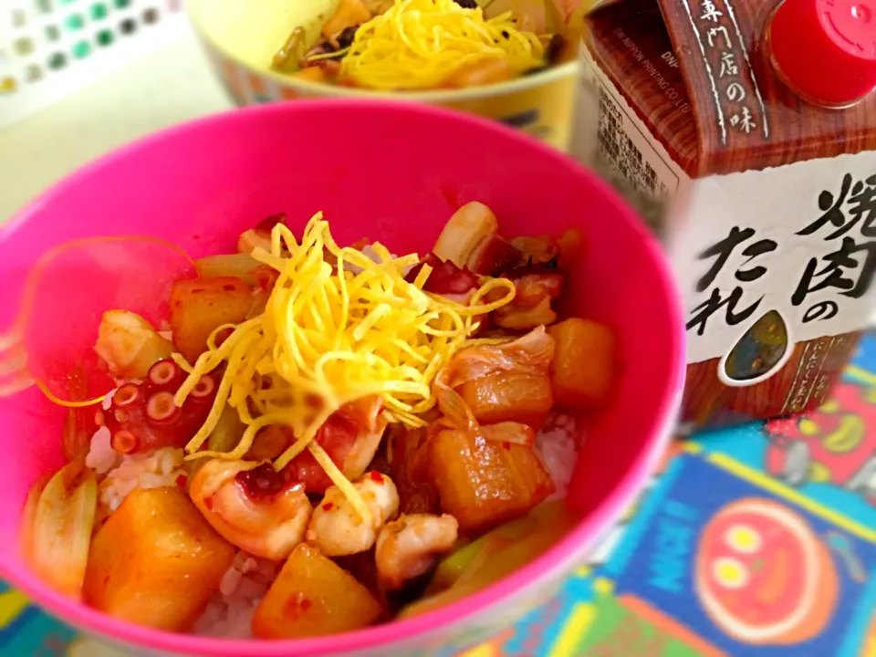 蛸とカクテキのピリ甘辛酢丼🍋|きゅうちゃんさん