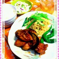鶏と野菜の甘辛ダレ炒め&コールスロー