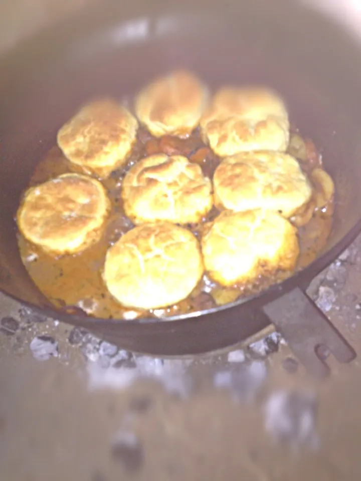 Beef and beer casserole with dumplings on the camp oven|woodfiredさん