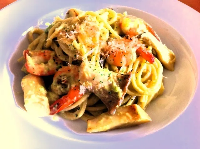 Shrimp with mushrooms pasta|Masakiさん