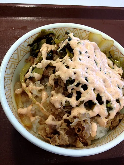 偏りすぎてない？悲しい高菜マヨ牛丼|Sumichanさん