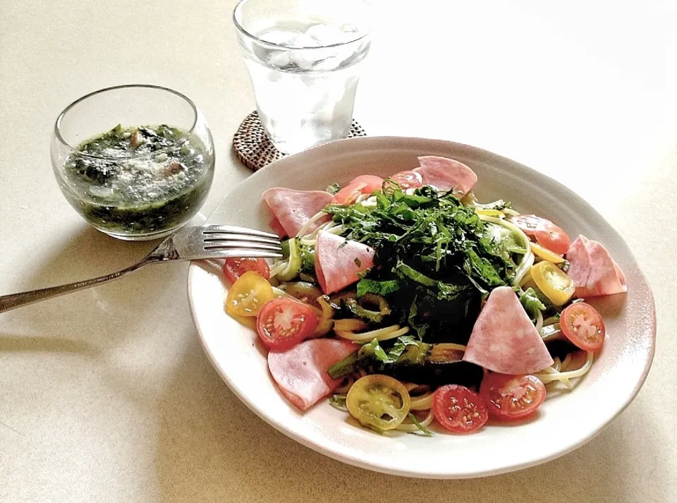 夏野菜のパスタペペロンチーノ風|みっちぃさん