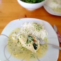 Hühnerfilet gefüllt mit Spinat & Gorgonzolasauce|bianca koさん