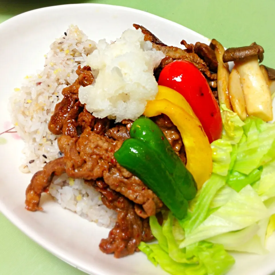 焼肉丼。|うさ爺さん