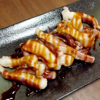 Boiled squid tentacles on Soy based sweet sauce☆☆ イカ下足をお好みソースで☆