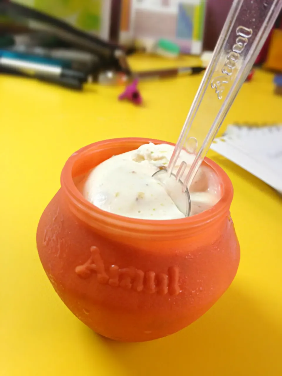 A yummy pot of kulfi, Indian Ice cream with cashews. Traditionally stored in mud pots to preserve the flavour|manasi bhargavさん