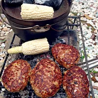 Snapdishの料理写真:Charcoal-grilled hamburg🔥炭火焼ﾊﾝﾊﾞｰｸﾞ by chef fubby