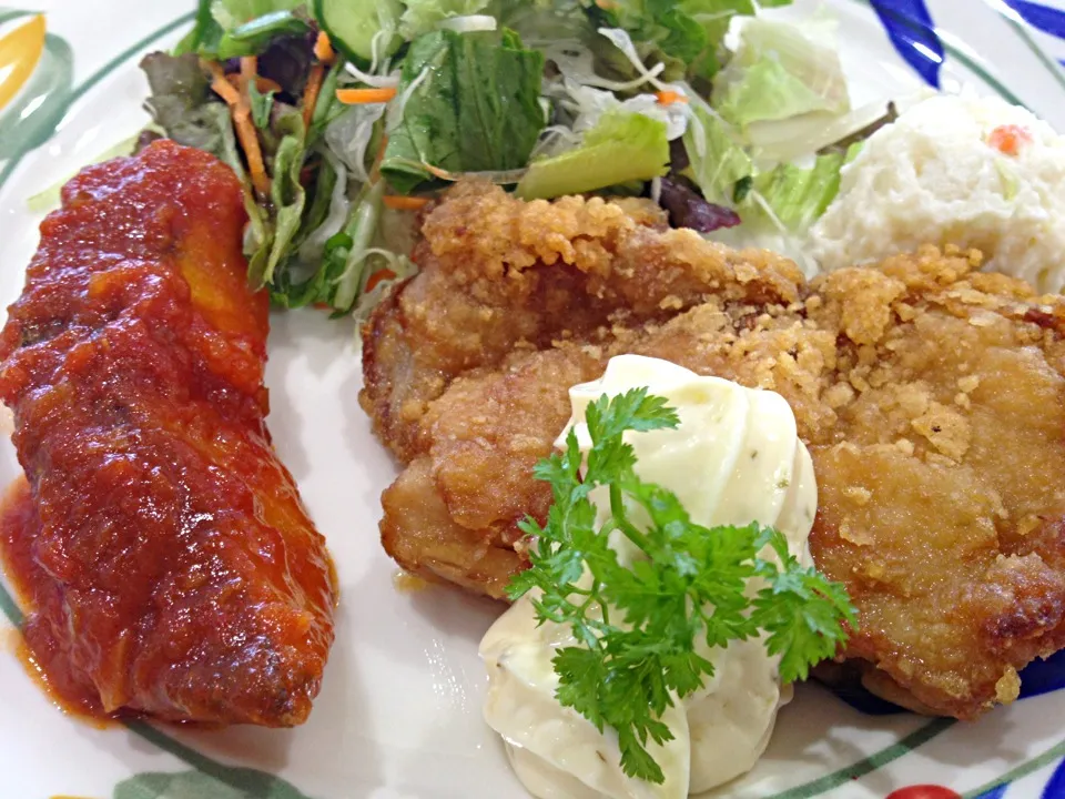 鳥肉のタルタルかけ めばるのトマトソース煮|いちごさん