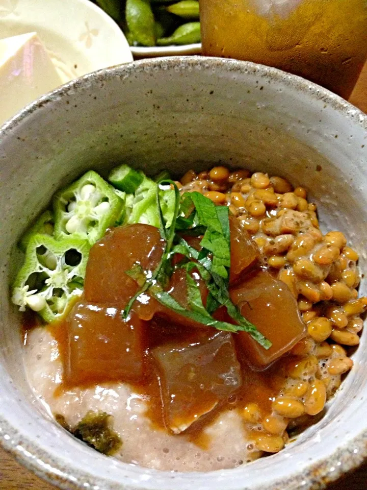 マグロ山芋納豆オクラのネバネバ丼|いちこさん