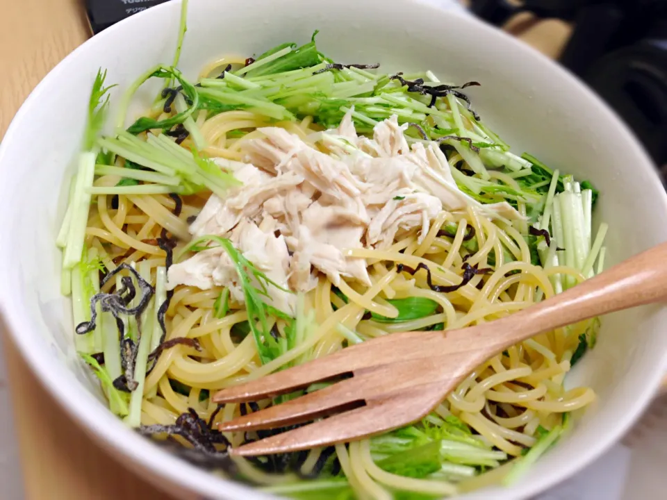 ささみと水菜の塩昆布パスタ|kmさん