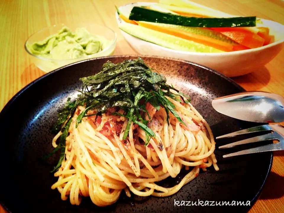 Snapdishの料理写真:オイルサーディンの和風パスタ|kazukazumamaさん