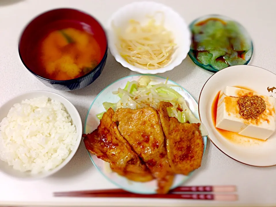 Snapdishの料理写真:豚の生姜焼き定食|あずささん