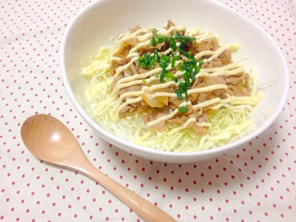 豚肉のテリマヨ丼|ももさん