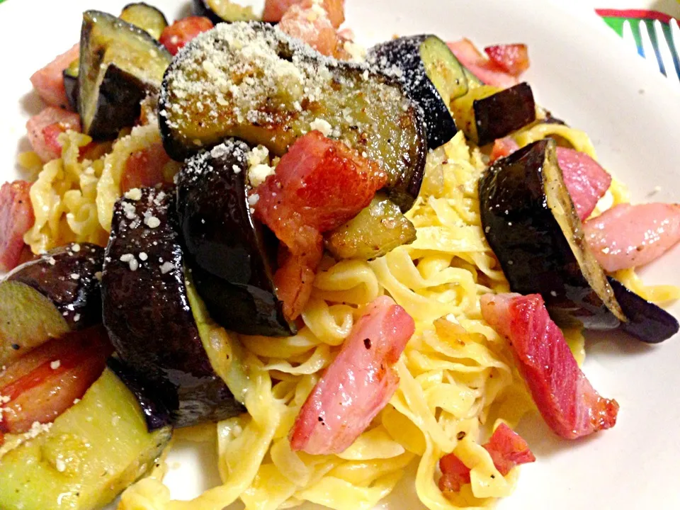 Bacon and eggplant pasta :)|mさん