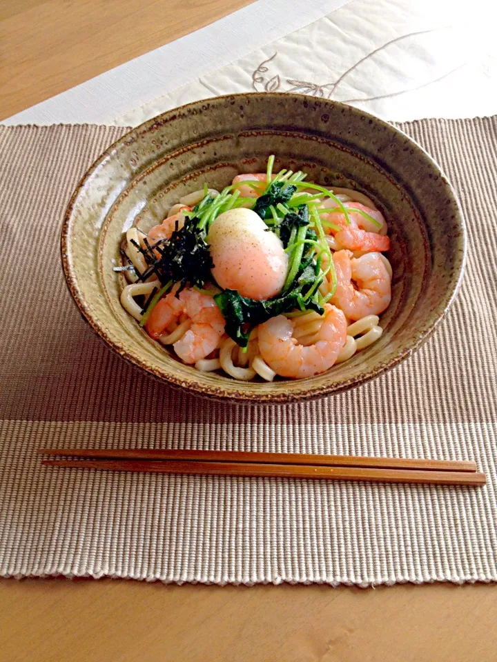 Snapdishの料理写真:冷たい温玉明太子うどん♡|くうちゃんさん