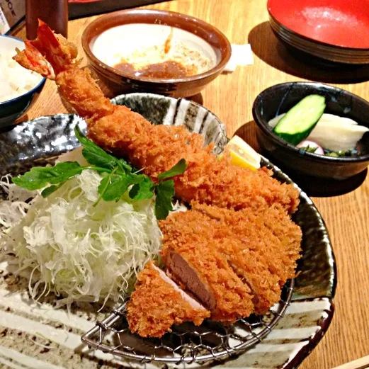 Snapdishの料理写真:Pork fillet katsu and shrimp katsu かつくら定食|Miko Koizumiさん