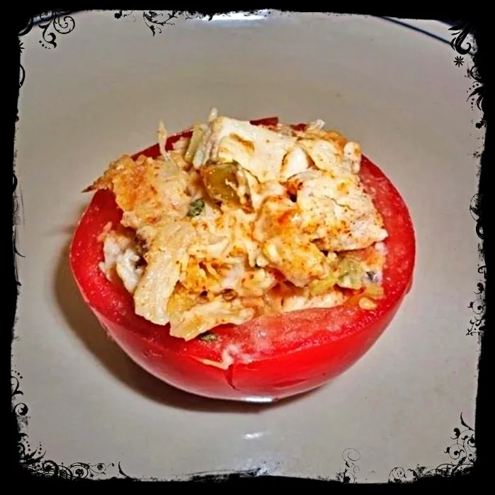 Snapdishの料理写真:Chicken Salad in Tomato Bowl.|Christina Goolsbyさん