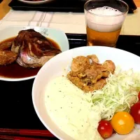 Snapdishの料理写真:鯛のアラ煮&豚の生姜焼き|田中 喜子さん