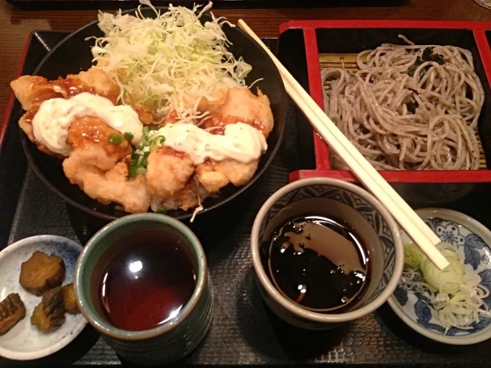 Chicken cutlet and soba set|Ernさん