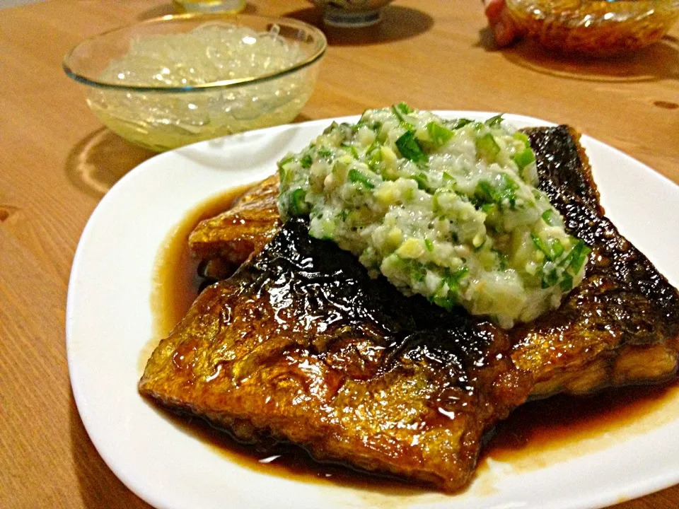 ゴマ鯖の照焼き ネバかけ|かなさん