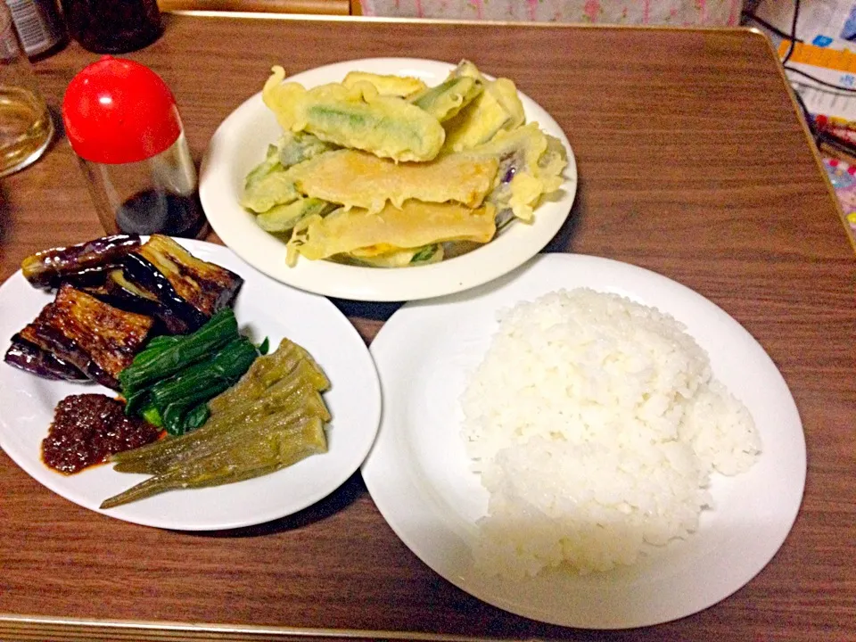 Snapdishの料理写真:tempura,okra.talong w/bagoong|Anne Satoさん