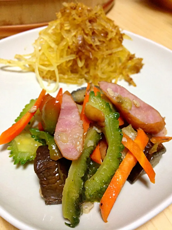 夏野菜のひしお炒め&そうめん瓜|あいらんどさん