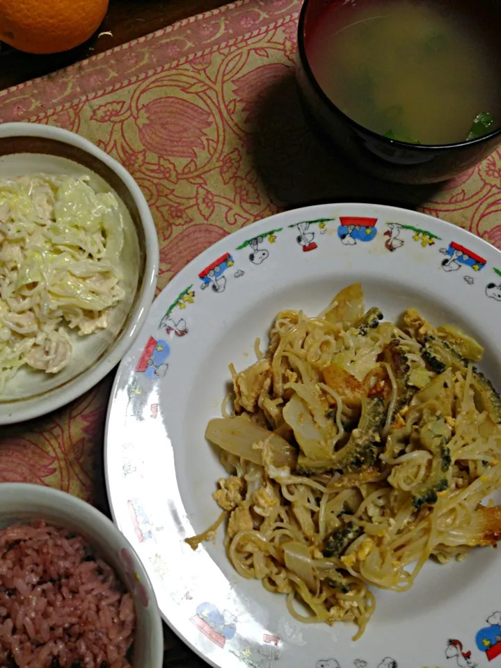 素麺チャンプル 素麺サラダ シジミの味噌汁|掛谷節子さん